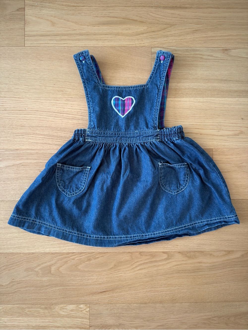 Vintage R.E.A.L Denim Pinafore Dress with Heart Patch